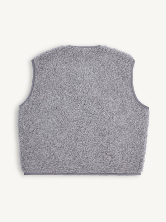 kamizelka wełniana merino unisex stone grey tył