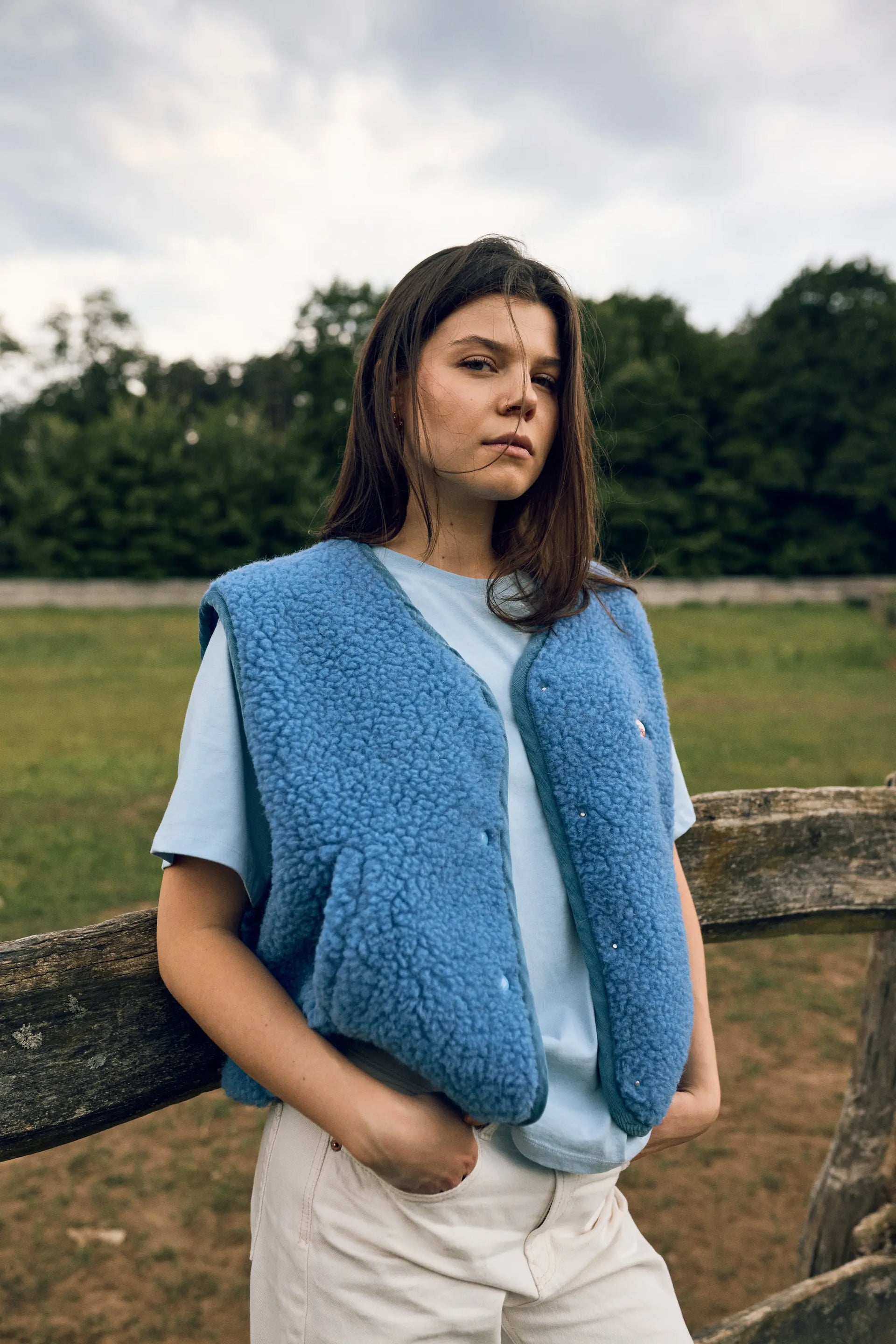 kamizelka merino - ice blue