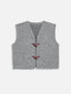 wełniana kamizelka merino szara z guzikiem merino wool vest stone grey