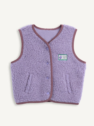 kamizelka wełniana merino dziecięca lilac cloud przód