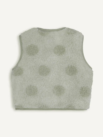 kamizelka wełniana merino dziecięca kropki polka dots tył bezrękawnik 