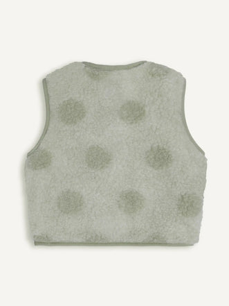 kamizelka wełniana merino dziecięca kropki polka dots tył bezrękawnik 