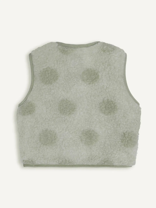 kamizelka wełniana merino dziecięca kropki polka dots tył bezrękawnik 