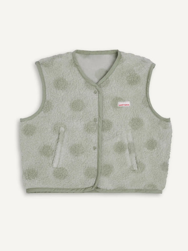 kamizelka wełniana merino unisex polka dots bezrękawnik vest gilet weste wool woll wollweste przód