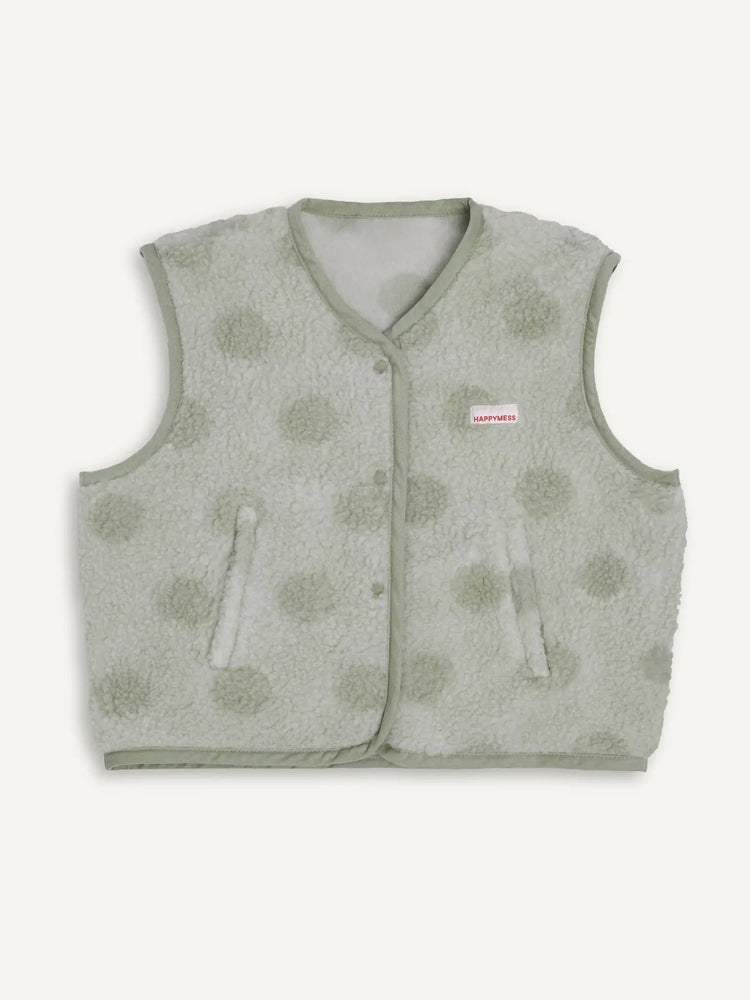 kamizelka wełniana merino unisex polka dots bezrękawnik vest gilet weste wool woll wollweste przód