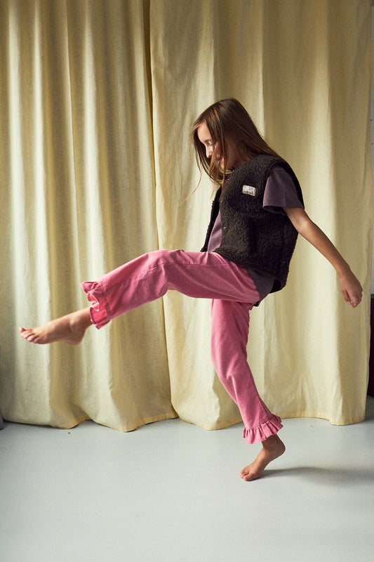 kamizelka wełniana merino dziecięca chocolate brown dziecko outfit