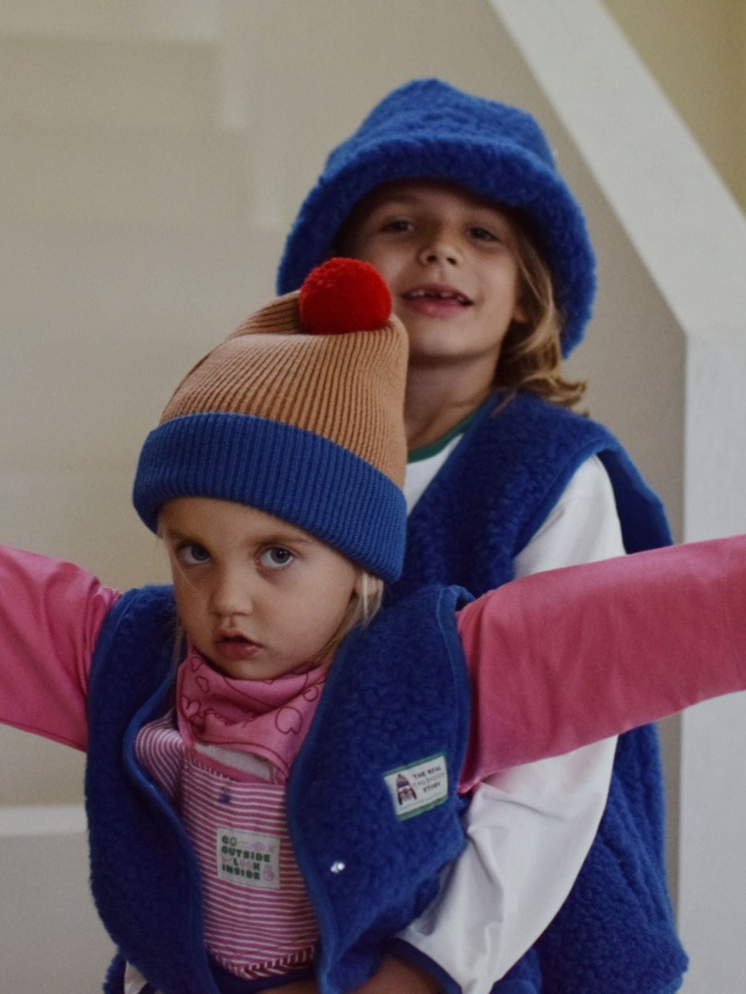 kamizelka wełniana merino dziecięca cobalt kamizelki ogrodczniki beanie bucket kapelusz czapka dzieci