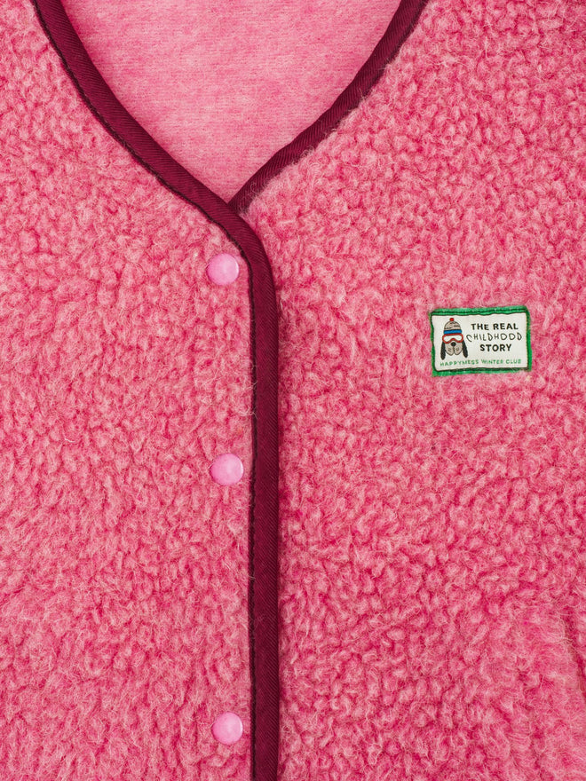 kamizelka wełniana merino dziecięca dusty pink detal merino wool vest gilet weste wollweste