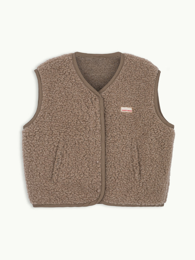 kamizelka wełniana merino unisex hazelnut przód bezrękawnik