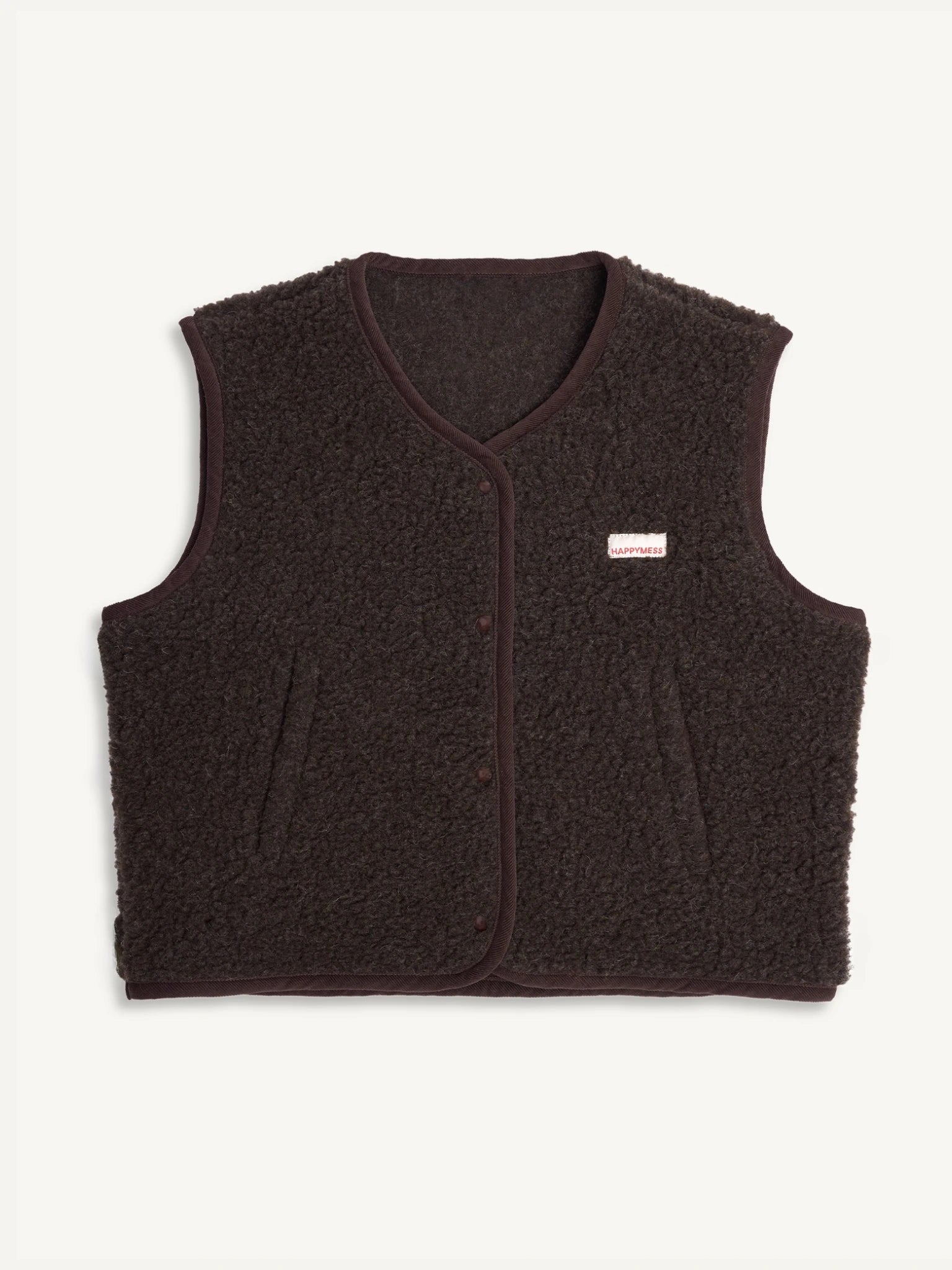 kamizelka wełniana merino unisex chocolate brown przód
