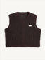 kamizelka wełniana merino unisex chocolate brown outfit stylizacja wool vest gilet weste wollweste przód
