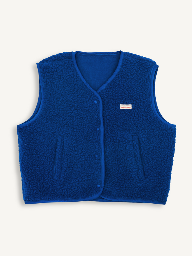 kamizelka wełniana merino unisex cobalt vest gilet weste wool woll wollweste przód