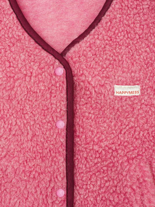 kamizelka wełniana merino unisex dusty pink detal