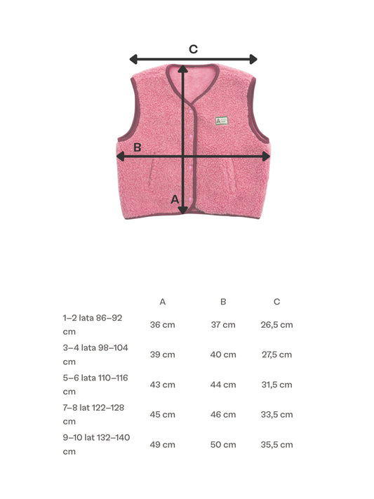 kamizelka wełniana merino dziecięca rozmiarówka 