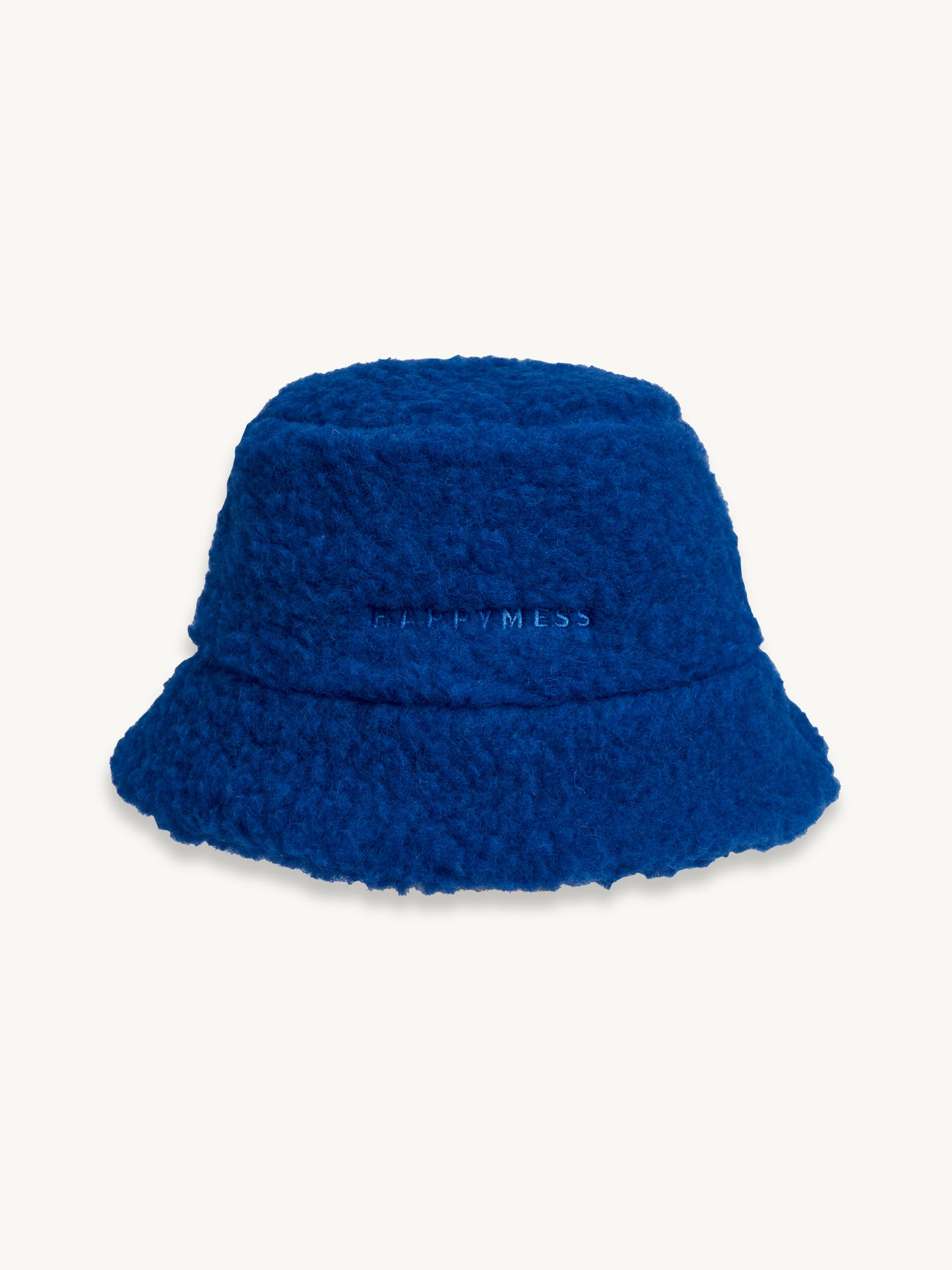 kapelusz wełniany merino unisex adult wool bucket hat cobalt kobaltowy niebieski granatowy przód haft logo