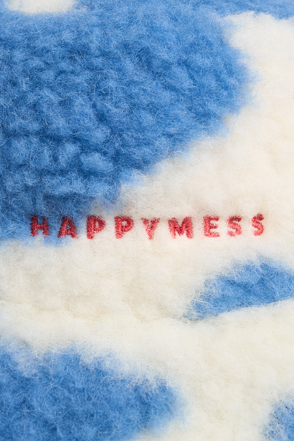 kapelusz wełniany merino unisex adult wool bucket hat blue cow niebieski łaciaty haft czerwony detal