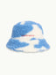 kapelusz wełniany merino unisex adult wool bucket hat blue cow niebieski łaciaty przód
