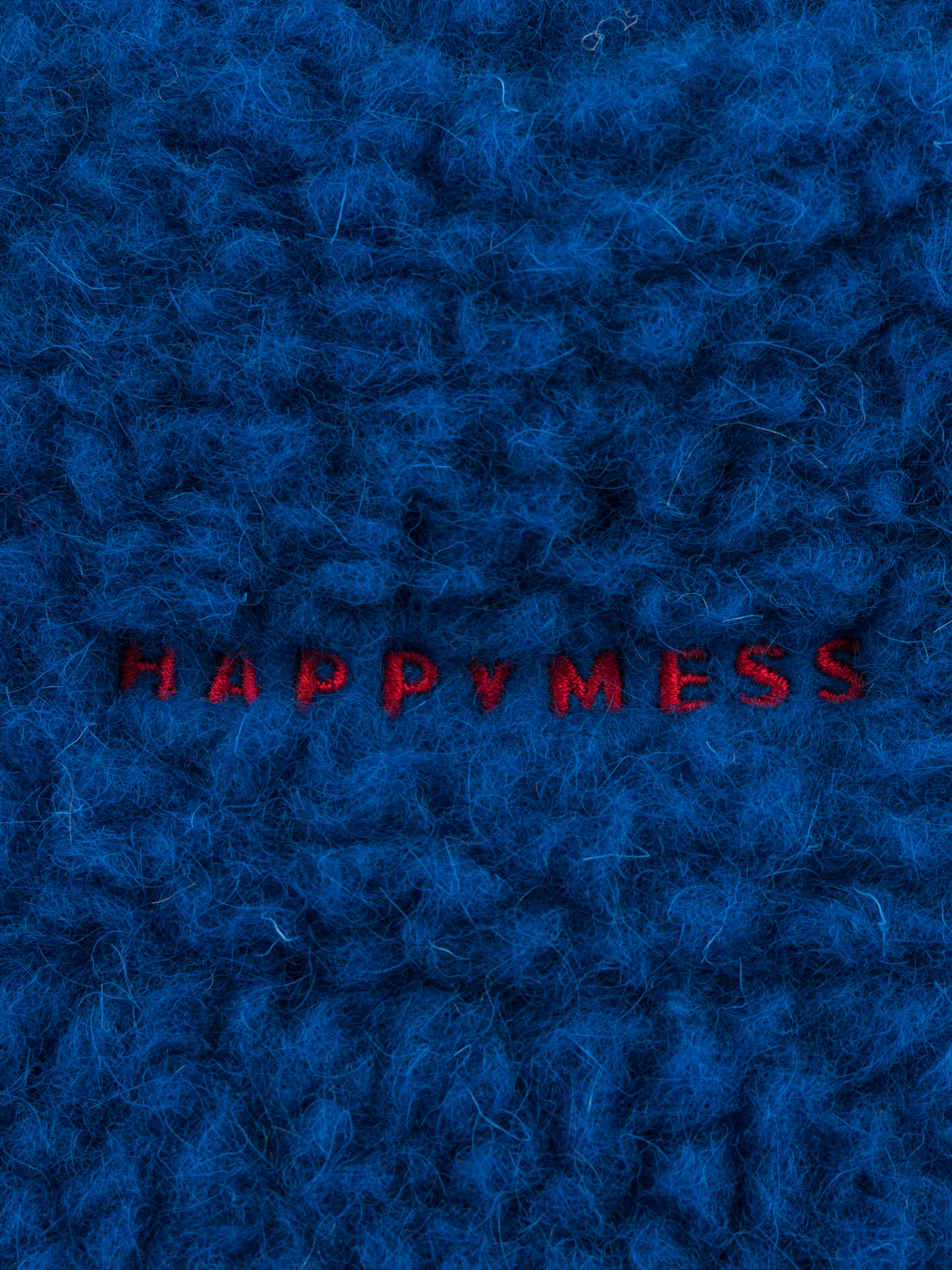 kapelusz wełniany merino unisex adult wool bucket hat cobalt kobaltowy detal haft