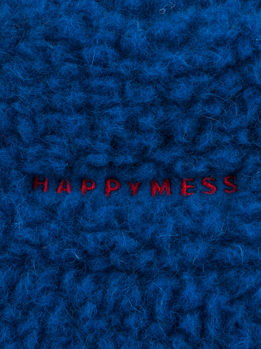 kapelusz wełniany merino unisex adult wool bucket hat cobalt kobaltowy detal haft