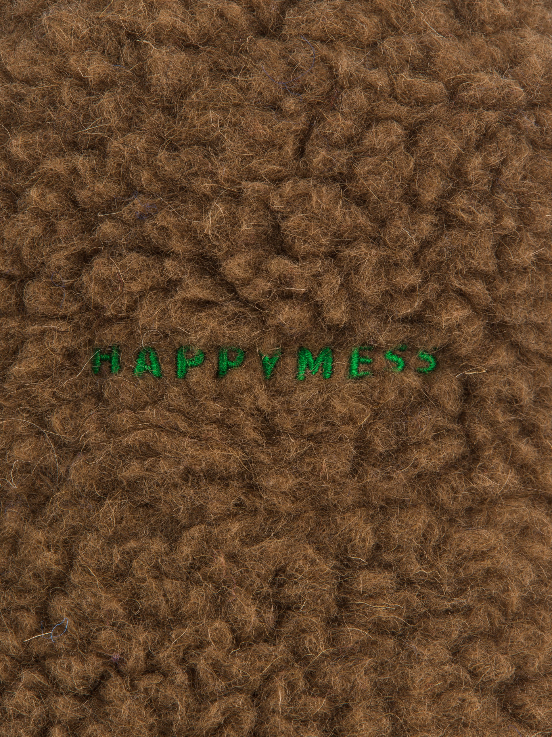 kapelusz wełniany merino unisex adult wool bucket hat teddy brown brązowy detal logo haft