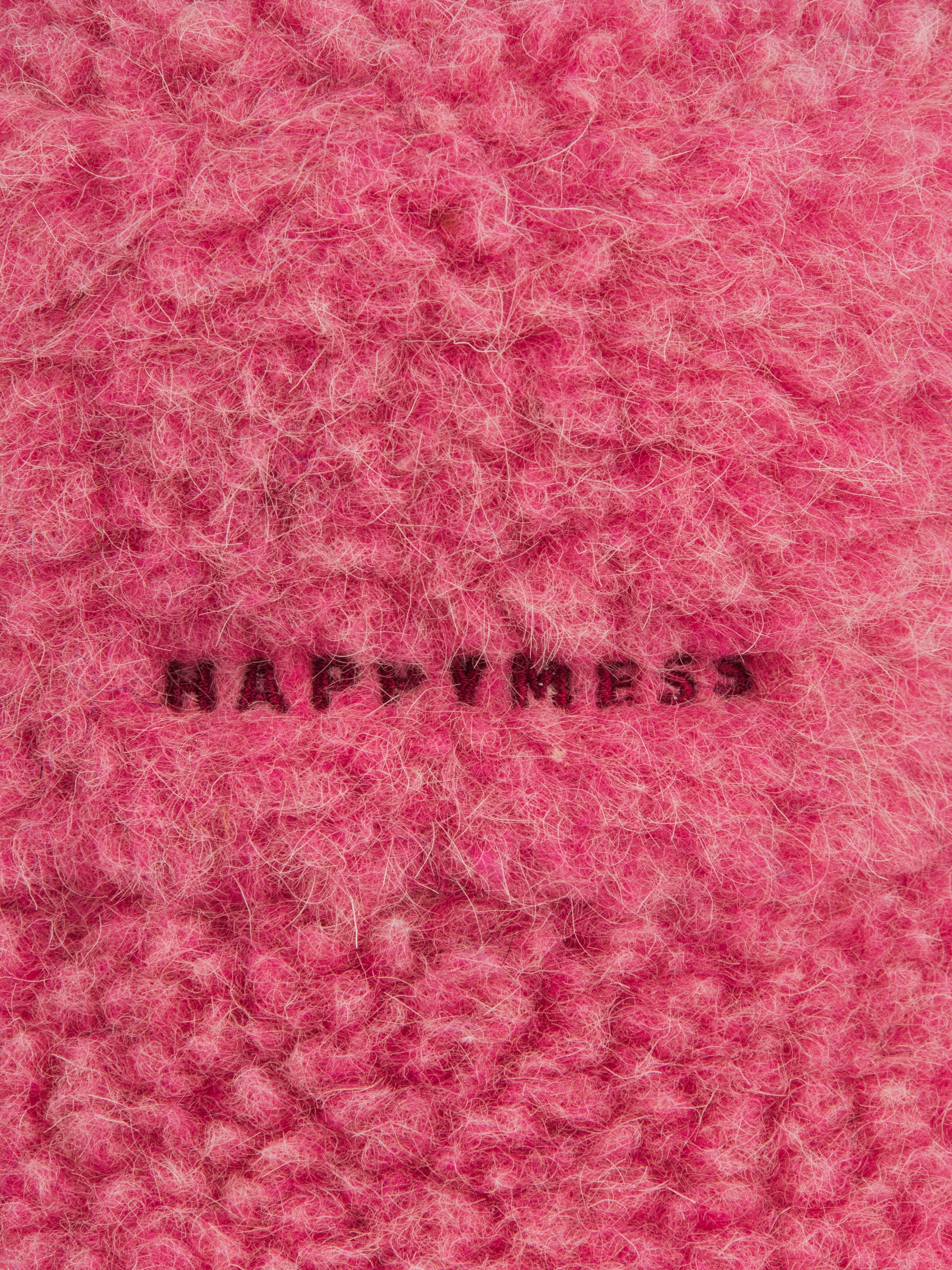 kapelusz wełniany merino unisex adult wool bucket hat dusty pink detal haft