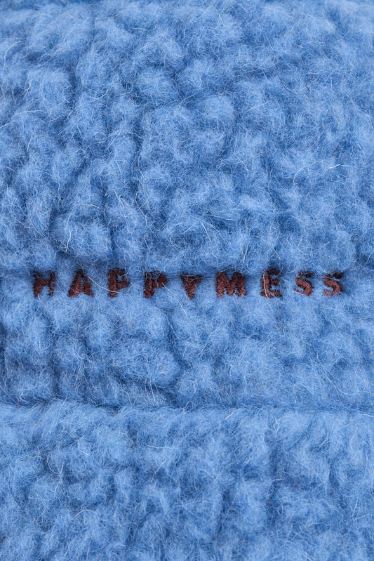 kapelusz wełniany merino unisex adult wool bucket hat ice blue niebieski detal haft