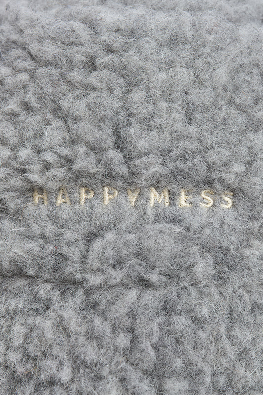 kapelusz wełniany merino unisex adult wool bucket hat stone grey szara detal haft