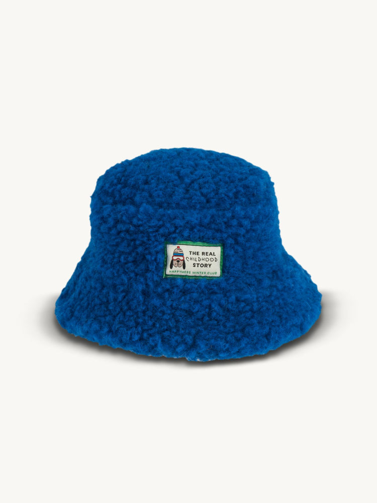 kapelusz wełniany merino dziecięcy wool bucket hat cobalt kobaltowa niebieska przód