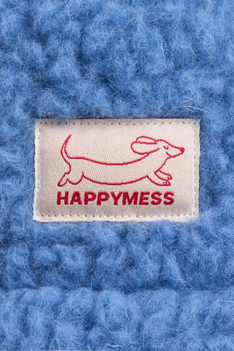 kapelusz wełniany merino dziecięcy wool bucket hat ice blue niebieski detal jamnik logo