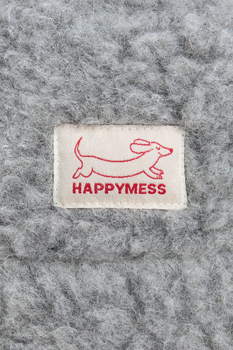 kapelusz wełniany merino dziecięcy wool bucket hat stone grey szary detal logo