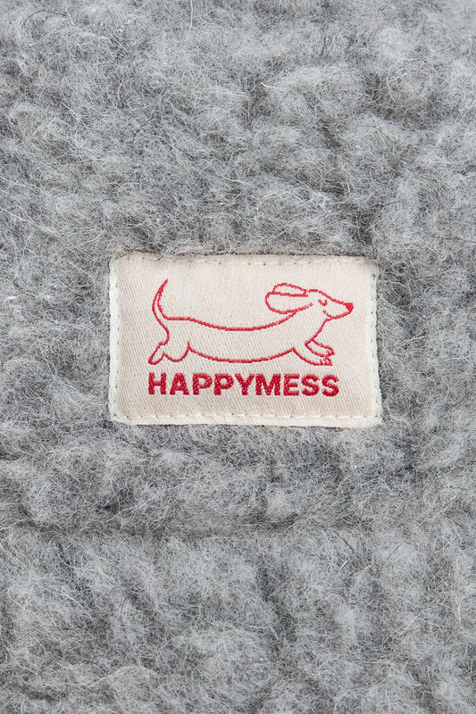 kapelusz wełniany merino dziecięcy wool bucket hat stone grey szary detal logo