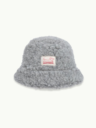 kapelusz wełniany merino dziecięcy wool bucket hat stone grey szary przód