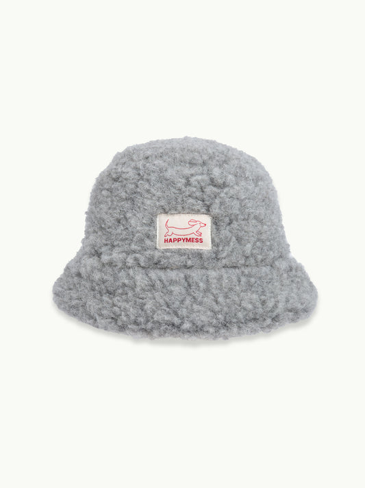 kapelusz wełniany merino dziecięcy wool bucket hat stone grey szary przód