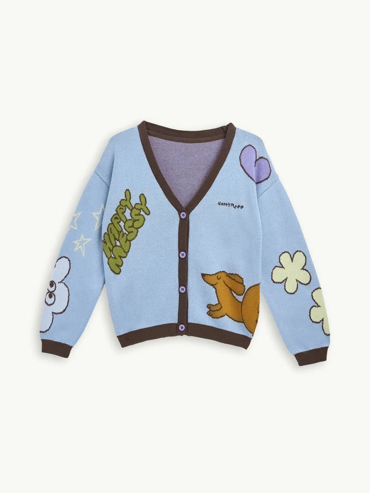 bawełniany kardigan dziecięcy fun icons sweter bawełna organiczna przód