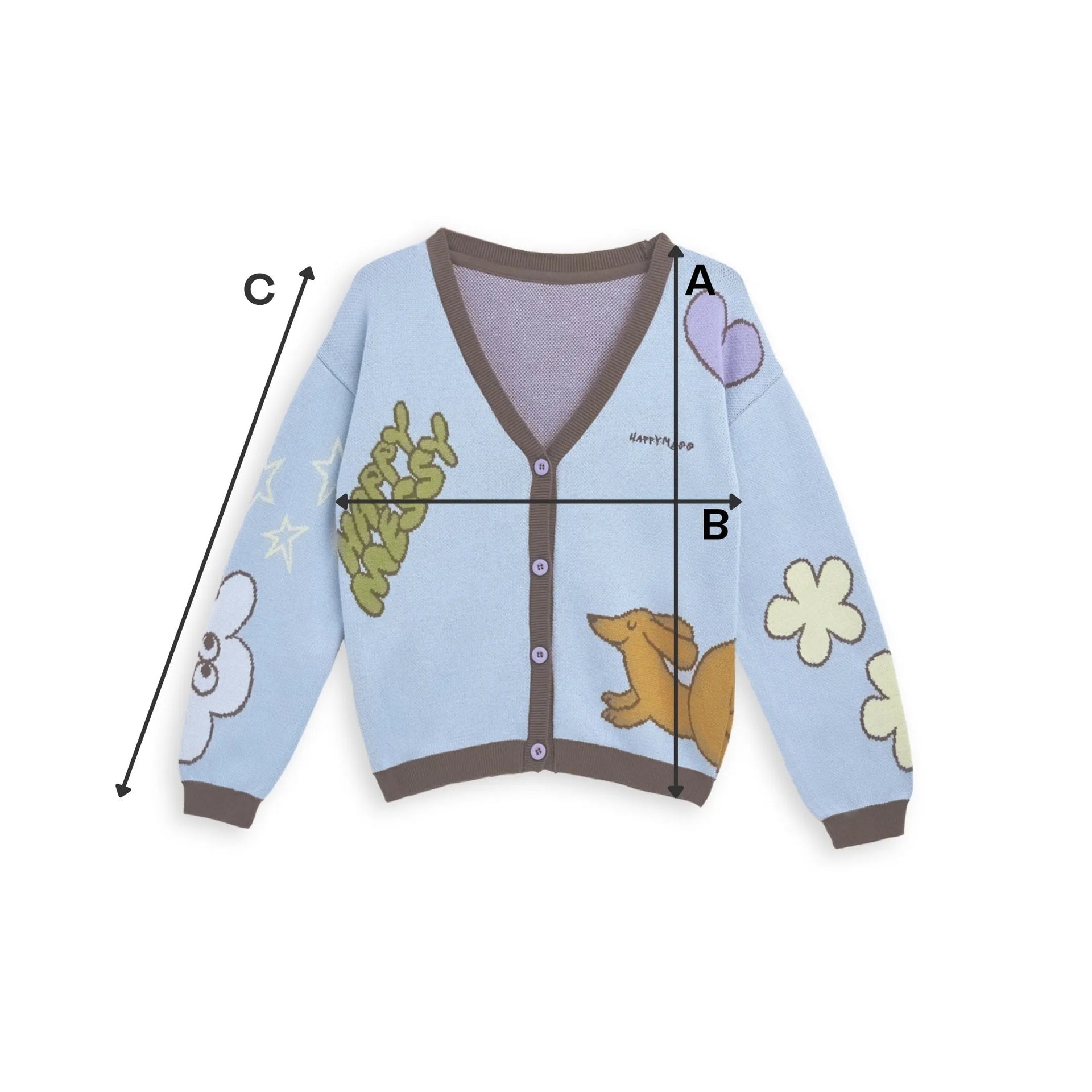 Strickjacke mit lustigen Motiven 