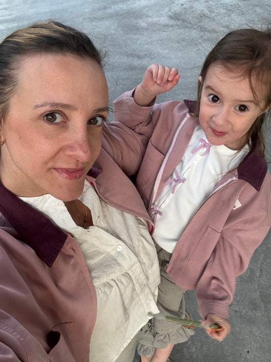 kurtka dziecięca jeansowa katana sztruksowy kołnierz dawn rose matchy stylizacje mama córka dziecko 