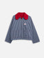katana damska kurtka jeansowa w paski czerwony sztruksowy kołnierz waves stripes wome's jacket damenjacke jacke przód