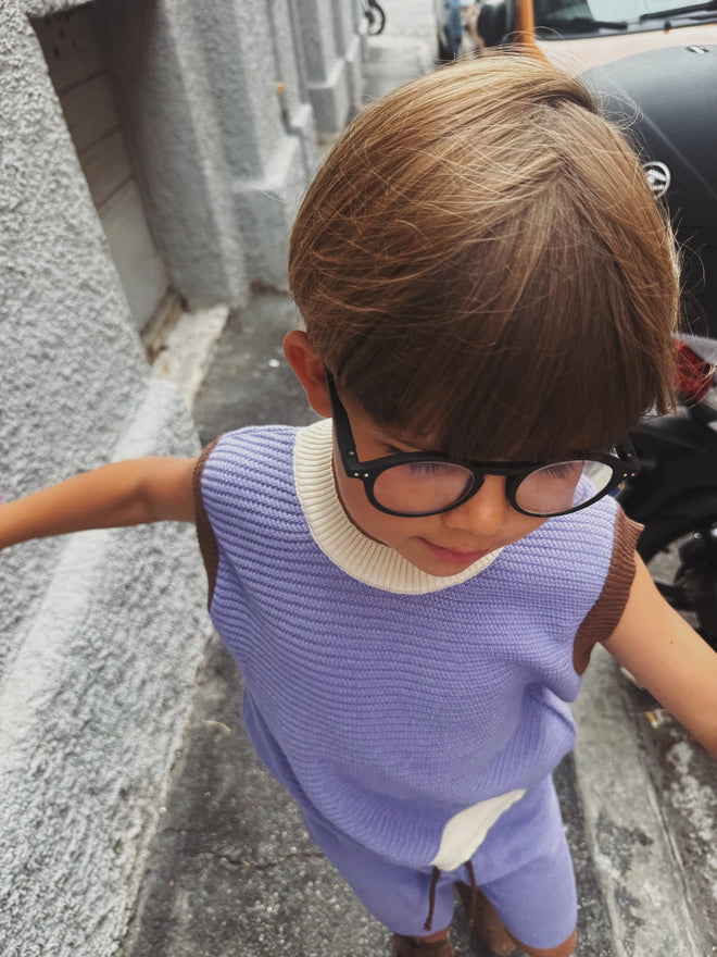 dziecięca kamizelka top fioletowa bawełna organiczna bluzka organic cotton vest children's organic cotton bluse baumwollbluse