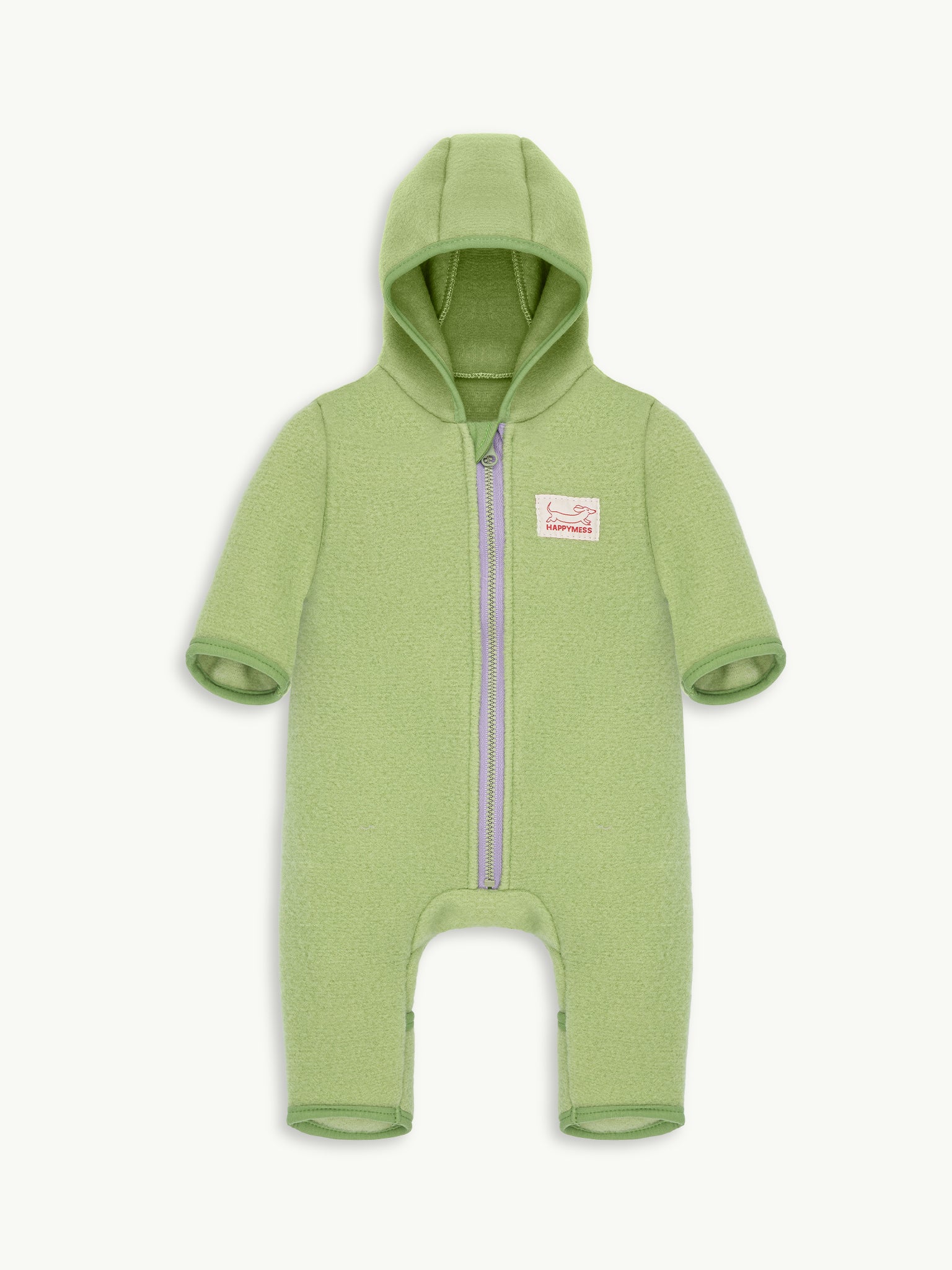 dziecięcy kombinezon wełna merino green pea wool overall jumpsuit przód