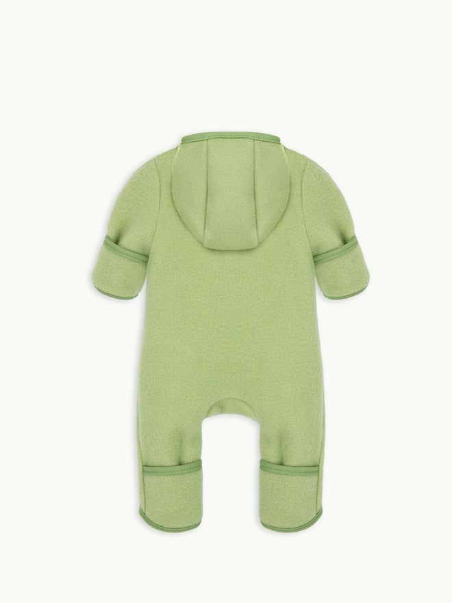 dziecięcy kombinezon wełna merino green pea wool overall jumpsuit tył