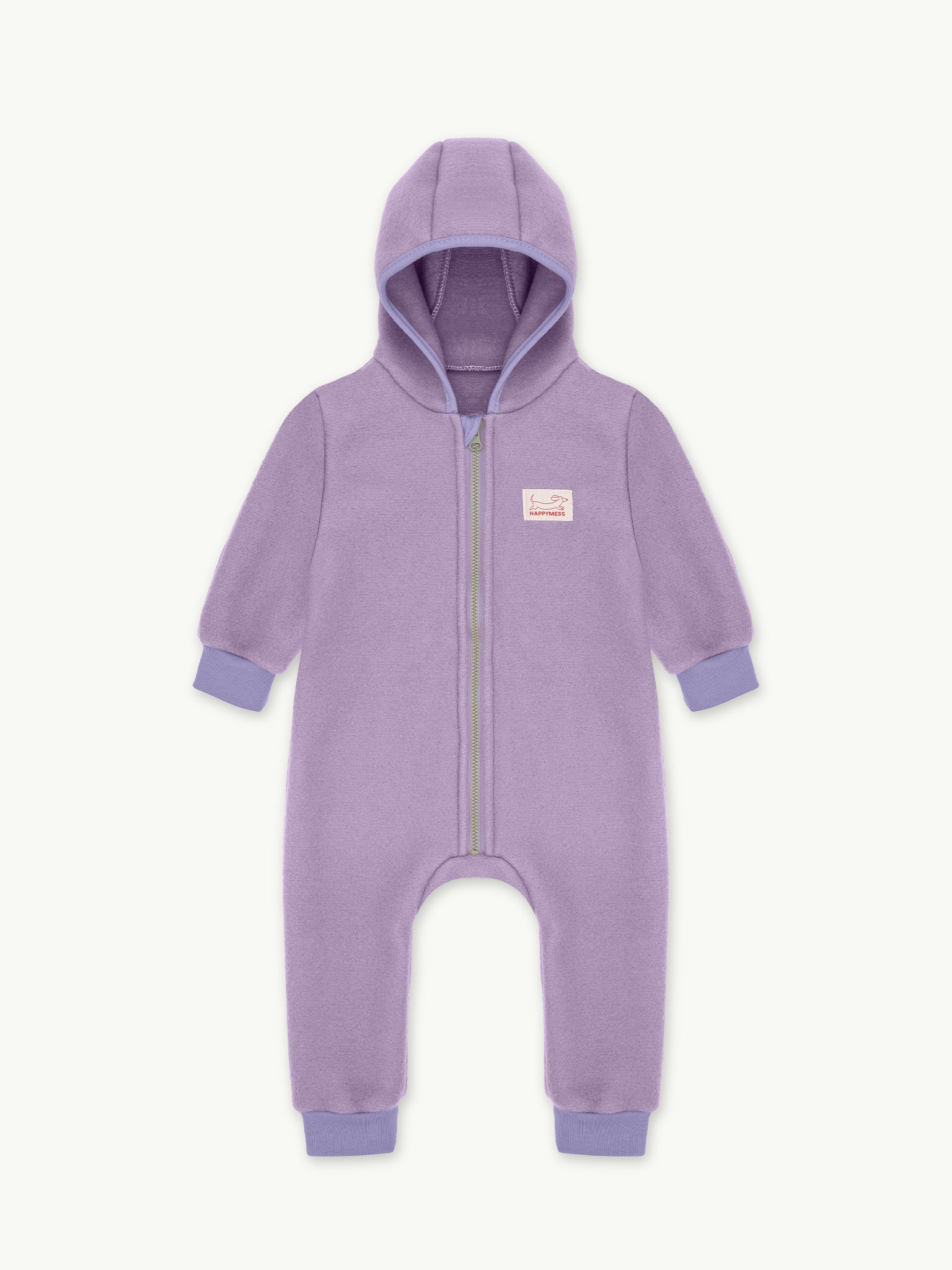 dziecięcy kombinezon wełna merino lilac fiolet wool overall jumpsuit przód 