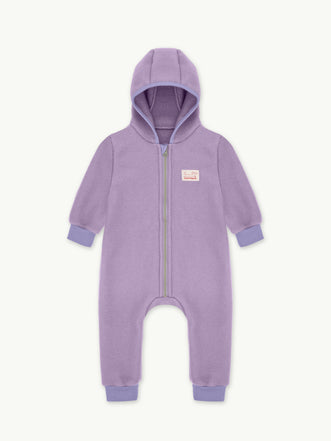 dziecięcy kombinezon wełna merino lilac fiolet wool overall jumpsuit przód 