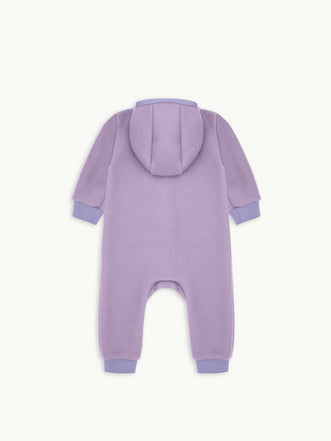 dziecięcy kombinezon wełna merino lilac fiolet wool overall jumpsuit tył