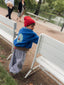 dziecięca kurtka bombera wełniana merino wełna niebieska granatowa kobaltowa merino wool bomber jacket children's cobalt 