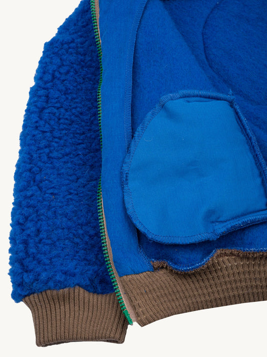 kurtka dziecięca bomberka cobalt kobaltowa niebieska wełniana merino detal kieszeń