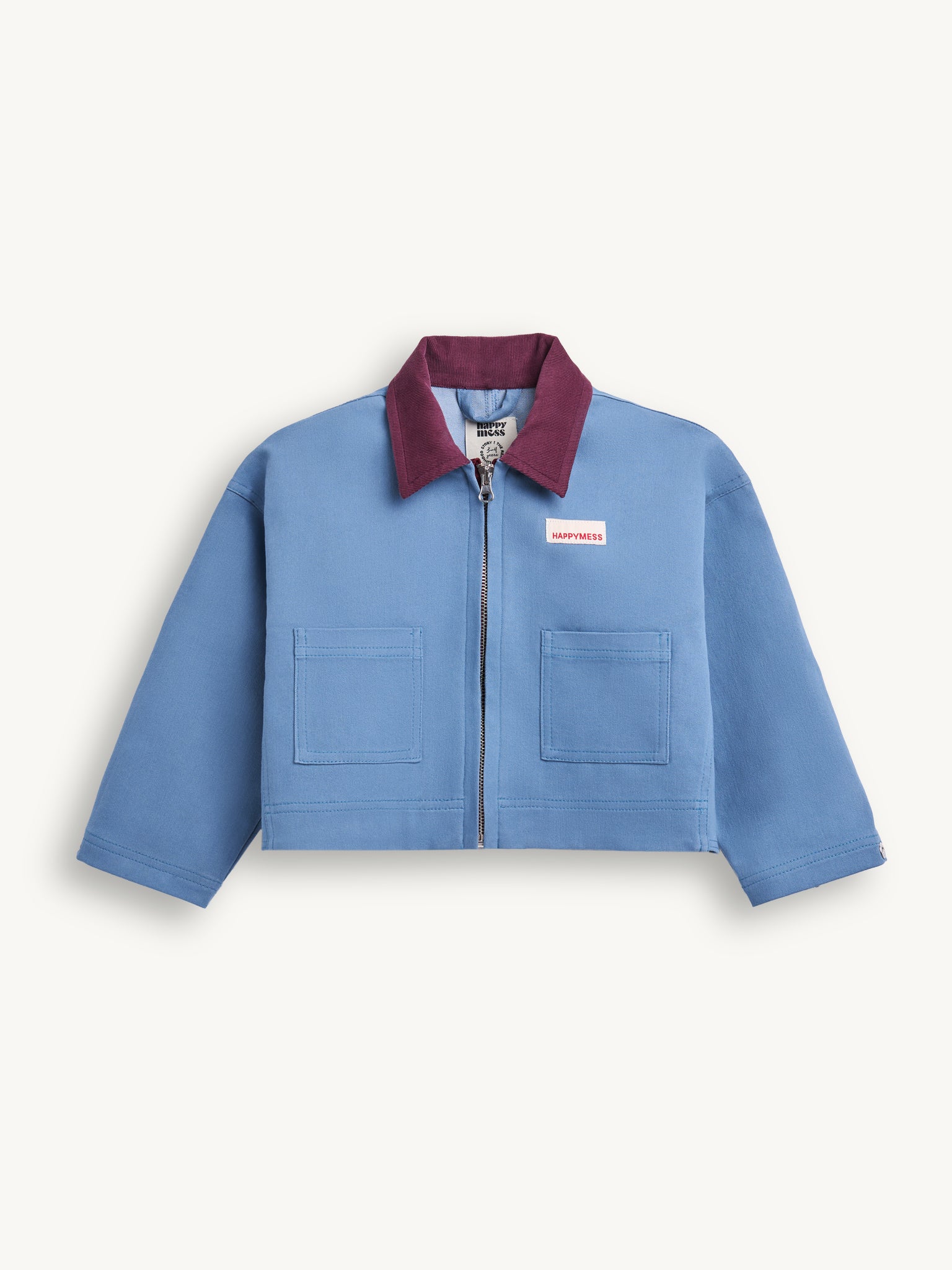 kurtka jeansowa katana dziecięca stone blue sztruksowy kołnierz przód