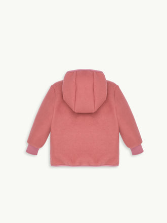 kurtka wełniana dziecięca cinnamon kaptur tył całoroczna