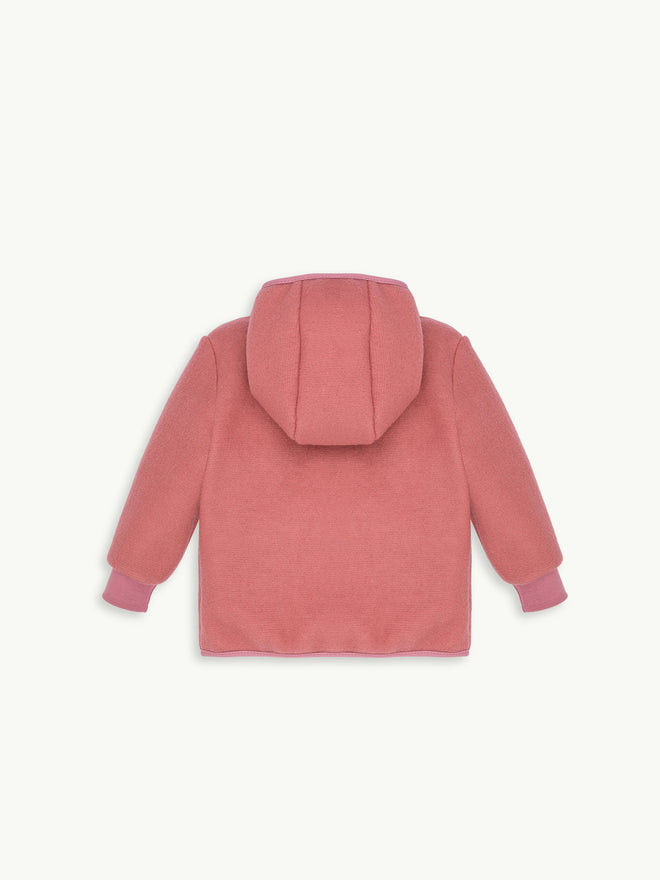 kurtka wełniana dziecięca cinnamon kaptur tył całoroczna