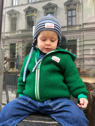 kurtka wełniana dziecięca green forest czapka stylizacja beanie całoroczna