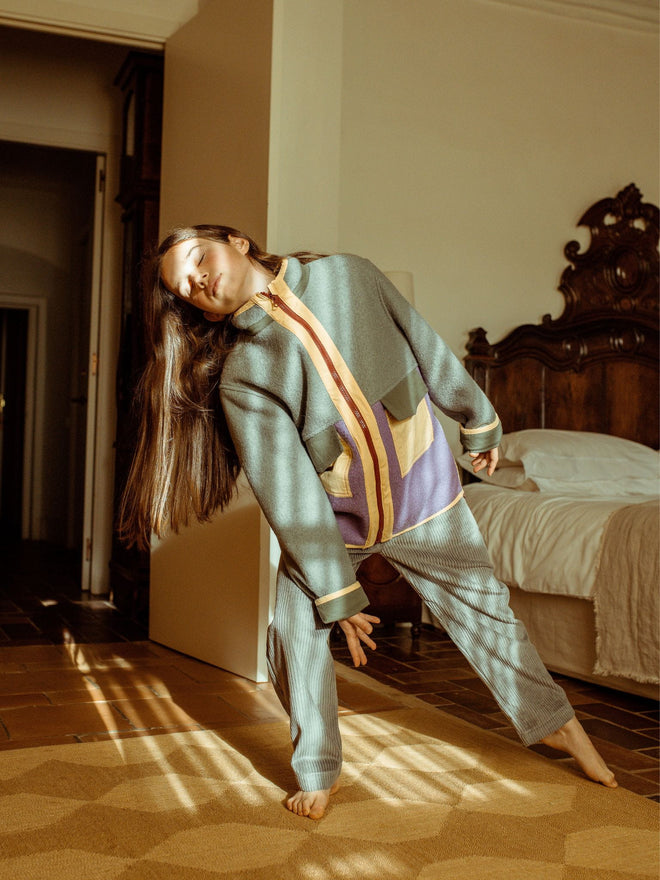 kurtka wełniana dziecięca forest berry kolorowa dziewczynka outfit spodnie